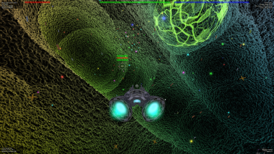 spaceship with procedural landscape